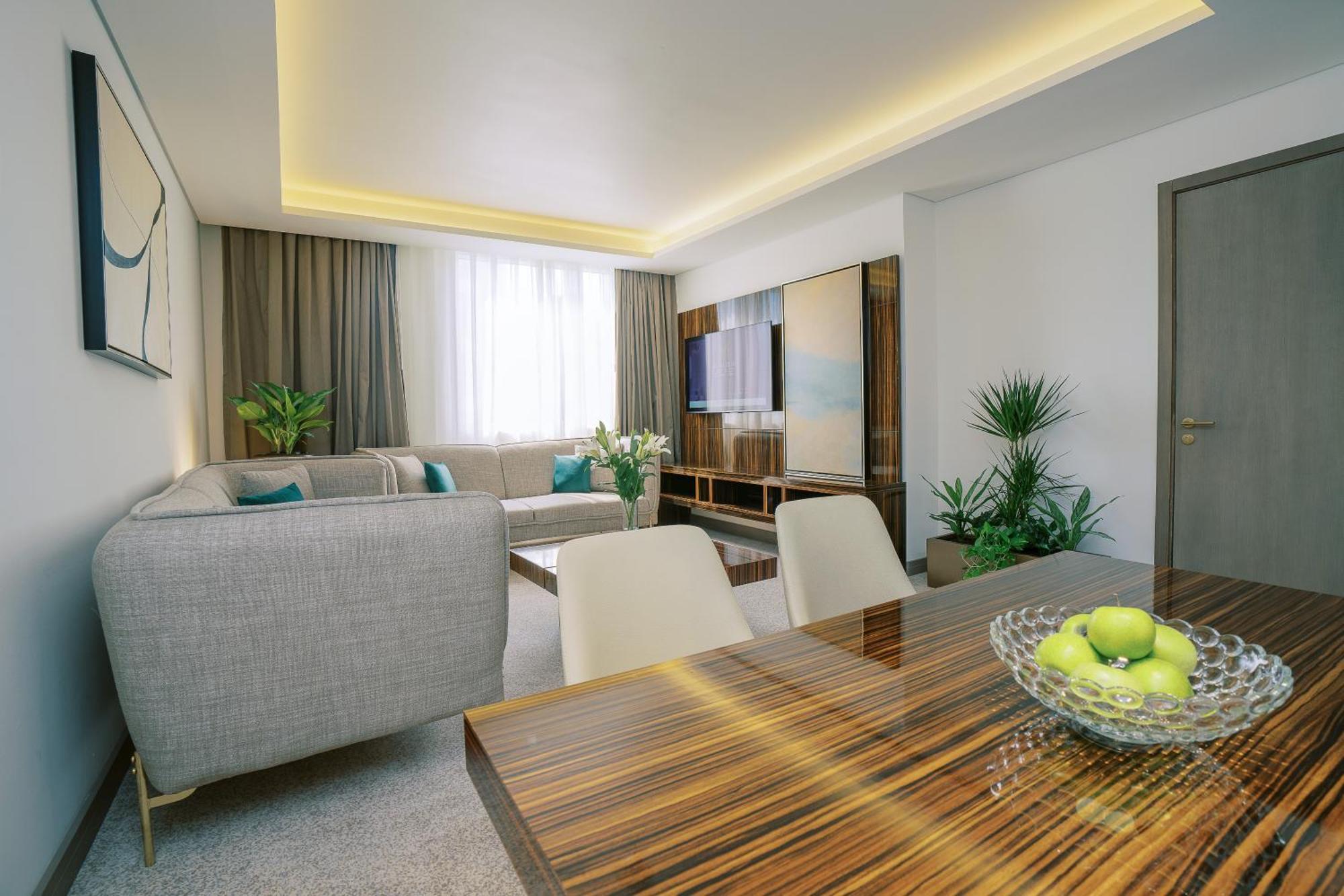 Khalidia Palace Hotel Dubai By Mourouj Gloria Екстериор снимка A 3D rendering of a living room