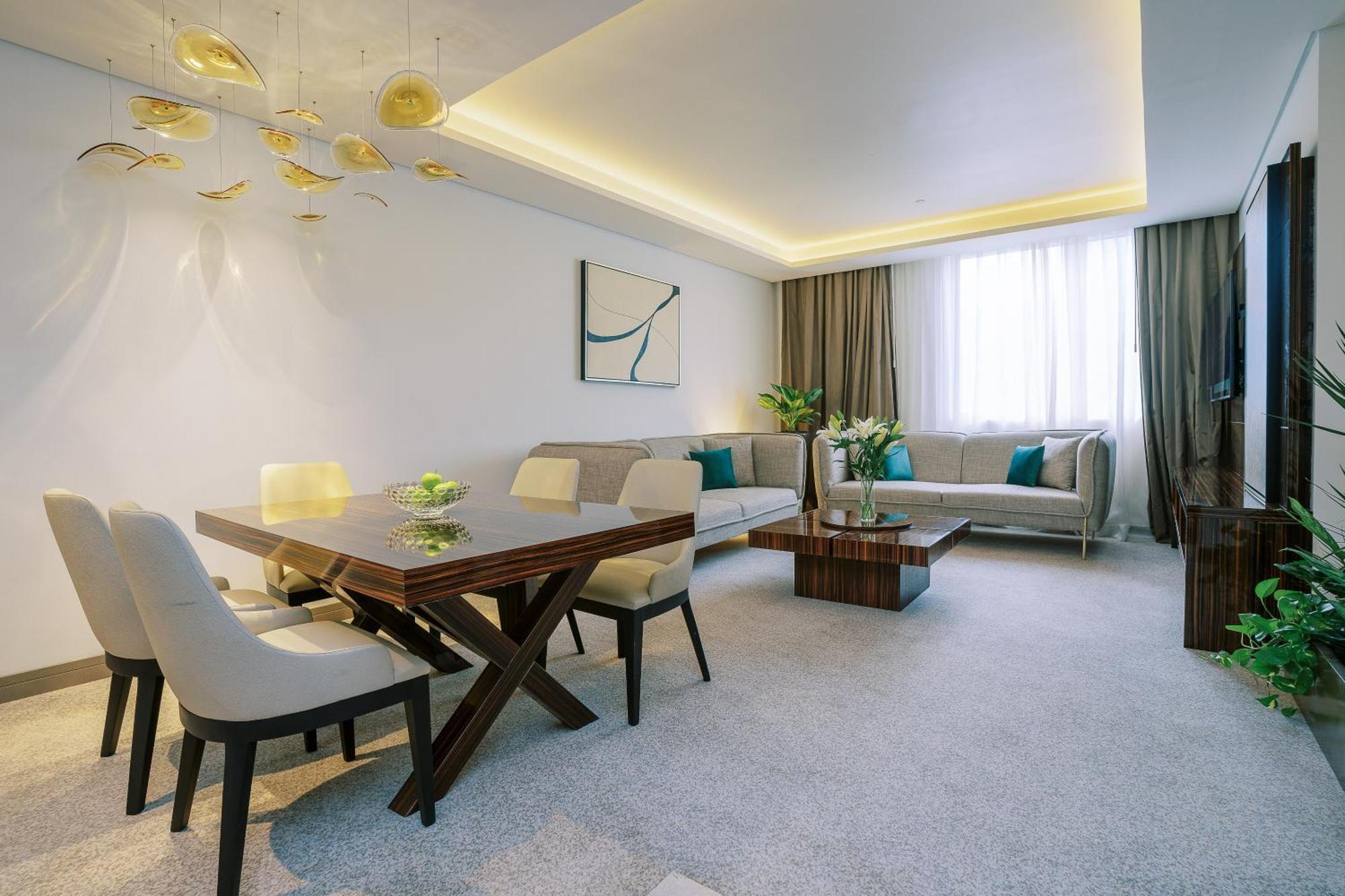 Khalidia Palace Hotel Dubai By Mourouj Gloria Екстериор снимка A 3D rendering of a living room